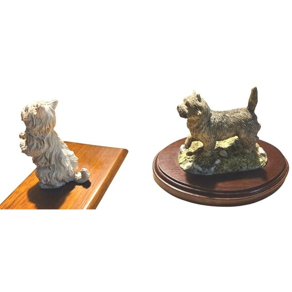 2 Northumbria Collection Carin Terrier Figurines On Wooden Bases Handmade In Eng - Picture 7 of 10